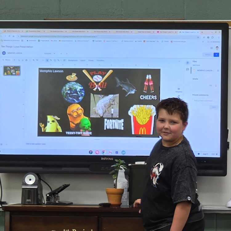 5th graders in Career Exploration bravely introduced themselves to their class with a Ten Things I Love presentation. 