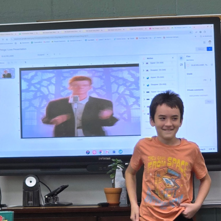 5th graders in Career Exploration bravely introduced themselves to their class with a Ten Things I Love presentation. 
