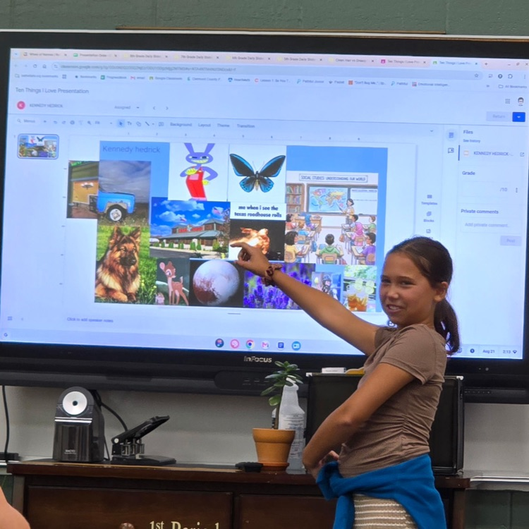 5th graders in Career Exploration bravely introduced themselves to their class with a Ten Things I Love presentation. 