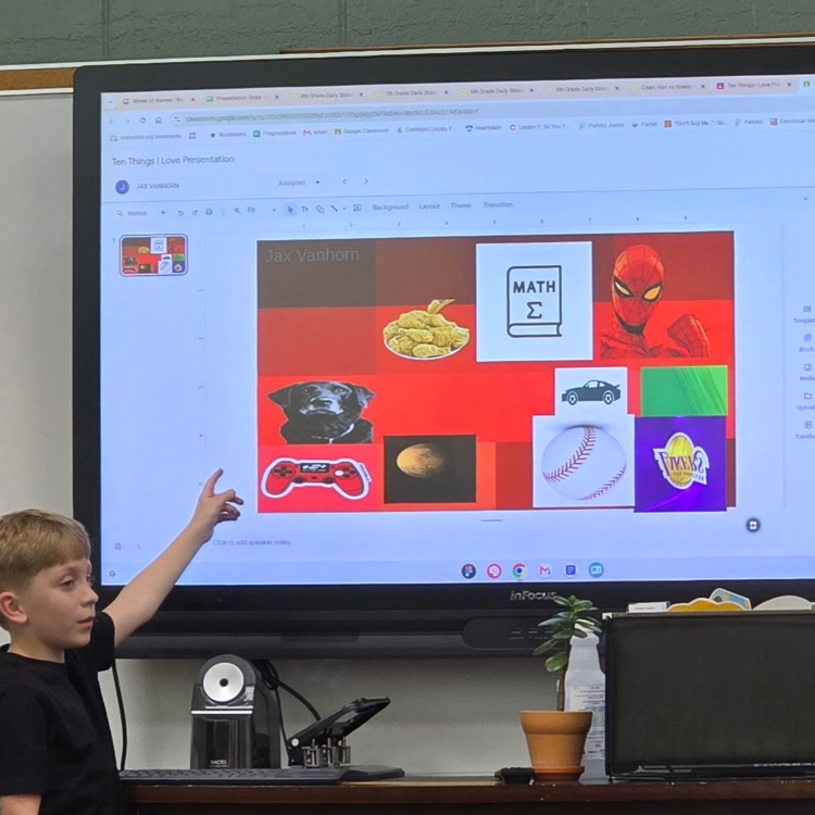 5th graders in Career Exploration bravely introduced themselves to their class with a Ten Things I Love presentation. 