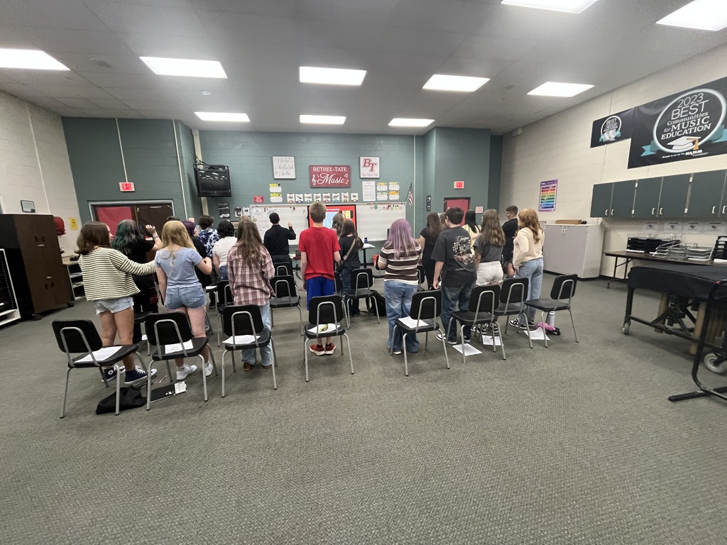 Working on conducting patterns in music class!
