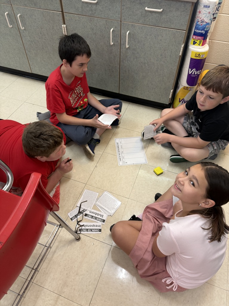 Students in Mrs. Parlier’s 5th grade language arts class completing a characterization card sort. 