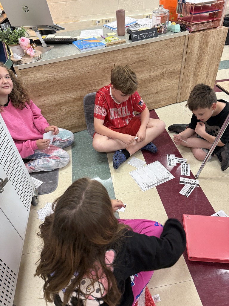Students in Mrs. Parlier’s 5th grade language arts class completing a characterization card sort. 