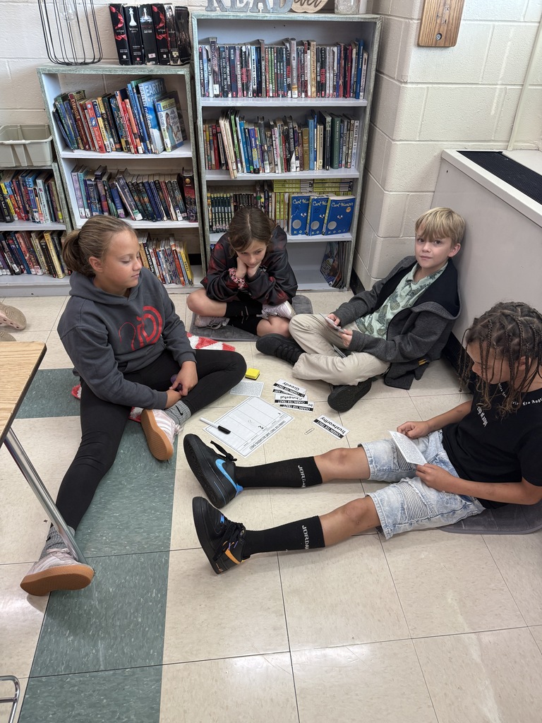 Students in Mrs. Parlier’s 5th grade language arts class completing a characterization card sort. 