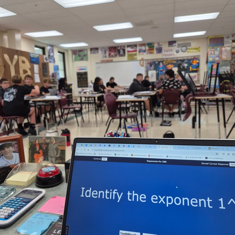 Mr. Essig's math class reviewing for their Module 1 Exponents & Scientific Notation Test playing Jeopardy. 