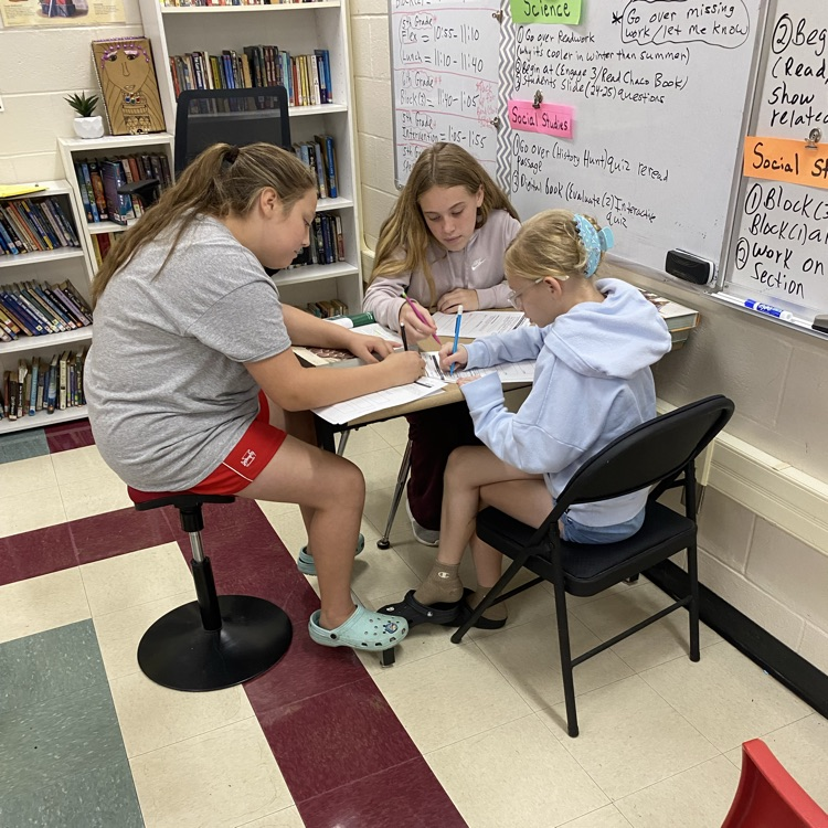 Students in Mrs. Patrick’s class worked in small groups to complete a packet on primary, secondary, and reliable sources.