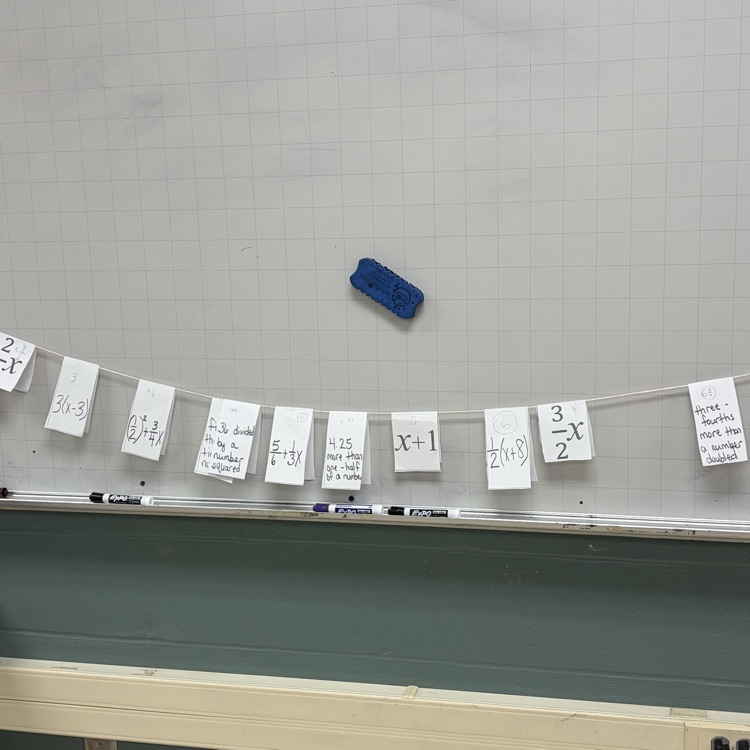 Students were solving algebraic equations and placing the final answer on the number line in the spot it should be on and why.