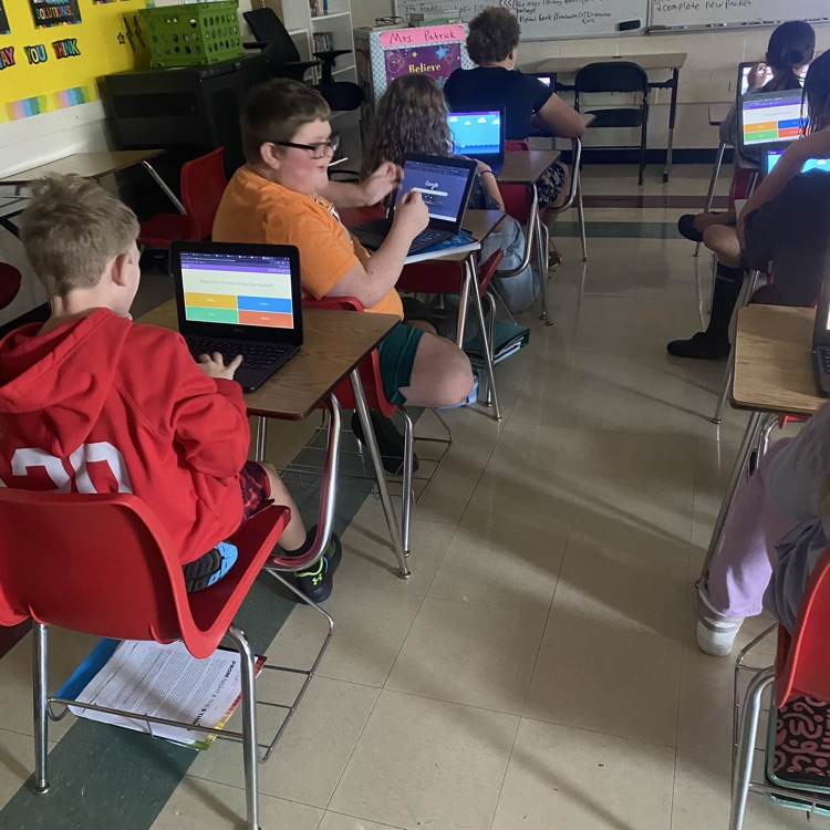 Students in Mrs. Patrick’s class played a review game on “The Solar System” to prepare for an upcoming test.