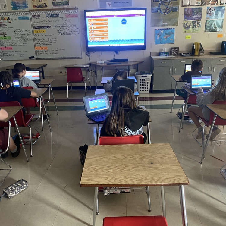 Students in Mrs. Patrick’s class played a review game on “The Solar System” to prepare for an upcoming test.