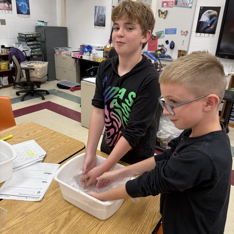 Our 5th graders had a blast exploring which soap and water temperature worked best to wash off the glitter bug lotion—the kind that glows under UV light! 