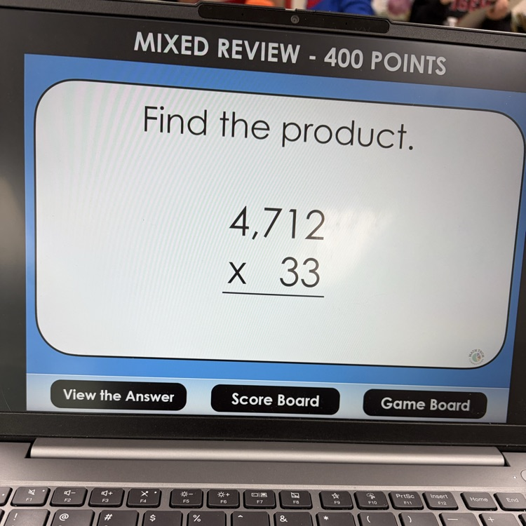 5th graders playing math jeopardy to review for their unit test 