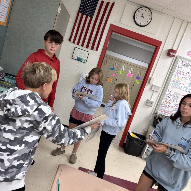 6th graders playing math jeopardy to review for their unit test 