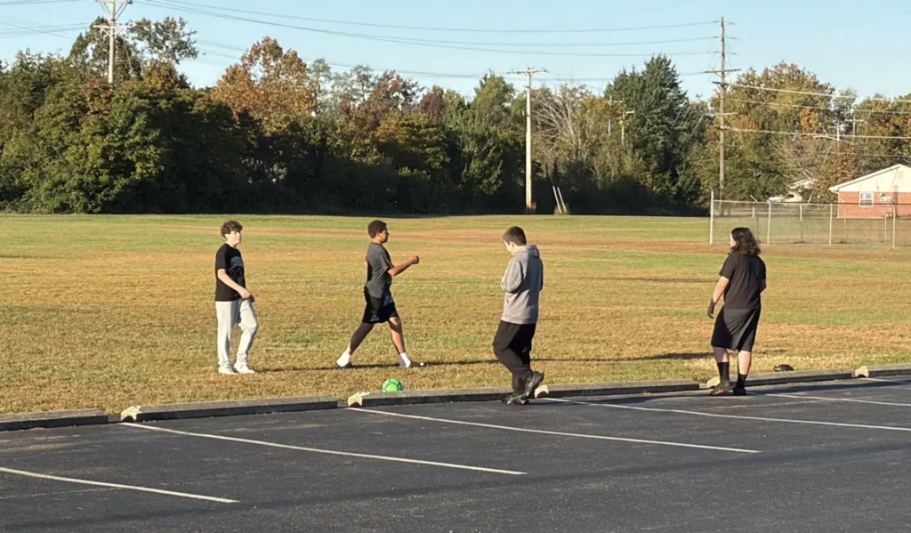 Students in Ms. Kincer’s homeroom are enjoying some outside time for winning Penny Wars for the 8th grade!