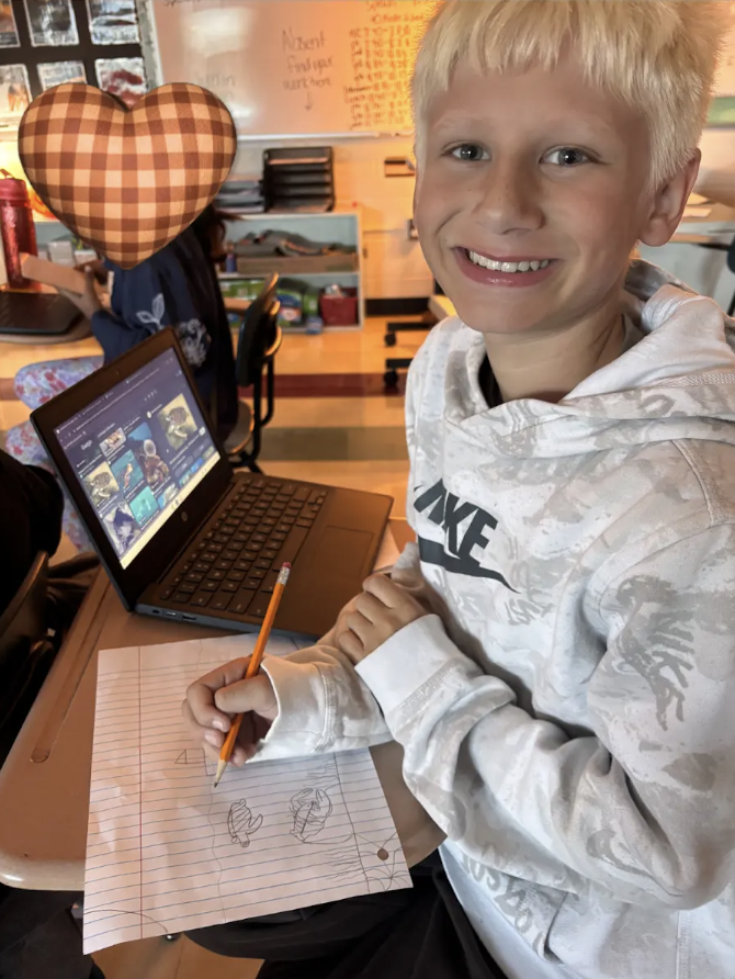 Our 5th grade class was working hard on their food webs in our ecosystem unit! 
