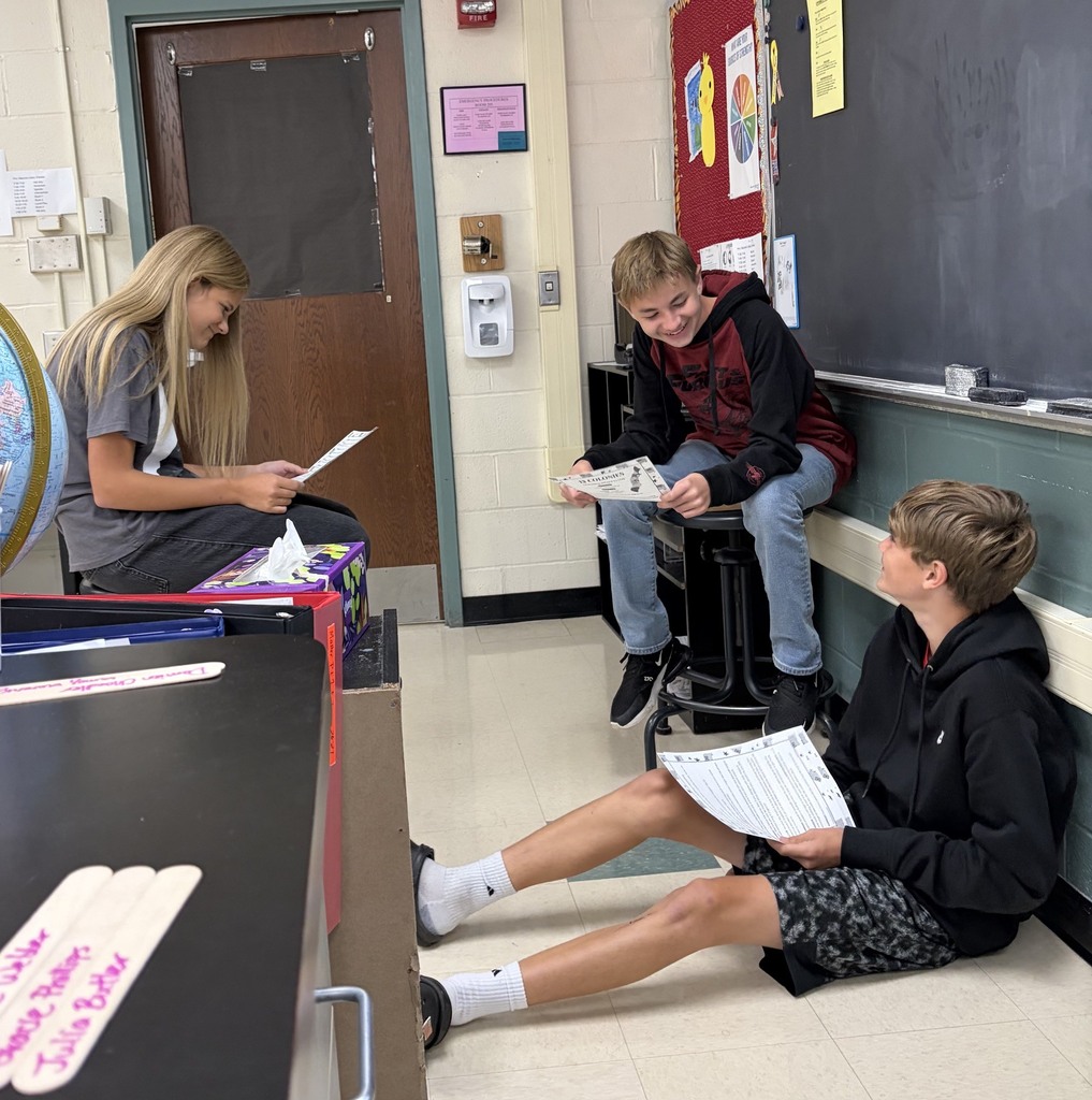 8th graders doing a Readers Theater in small groups about which of the 13 Colonies they would be best suited to to live in.