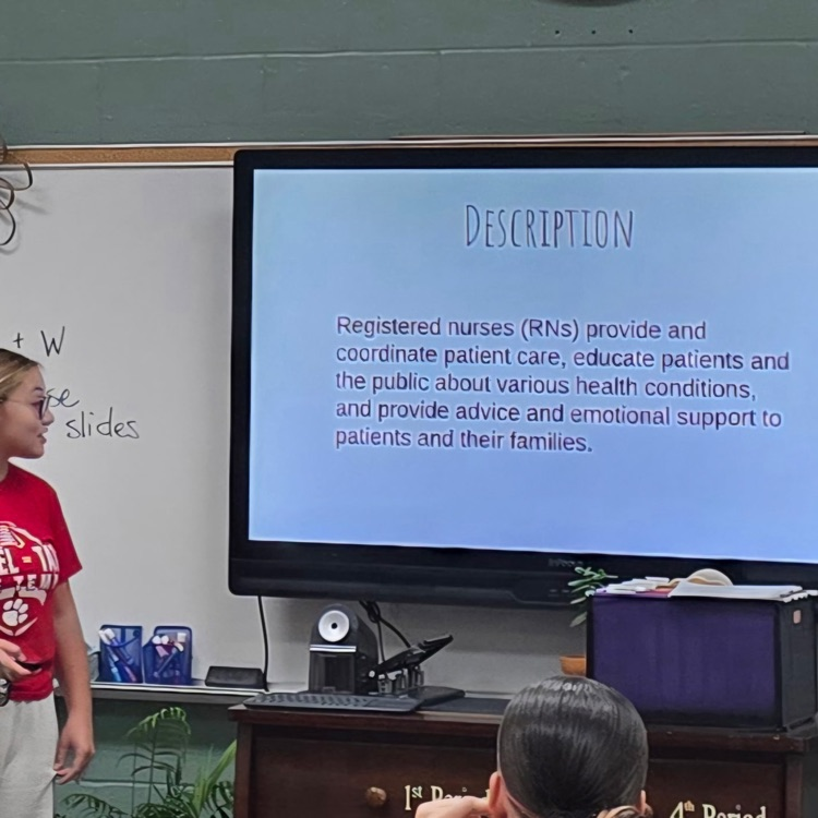 7th and 8th grade Career Exploration students share presentations on the careers they researched. 