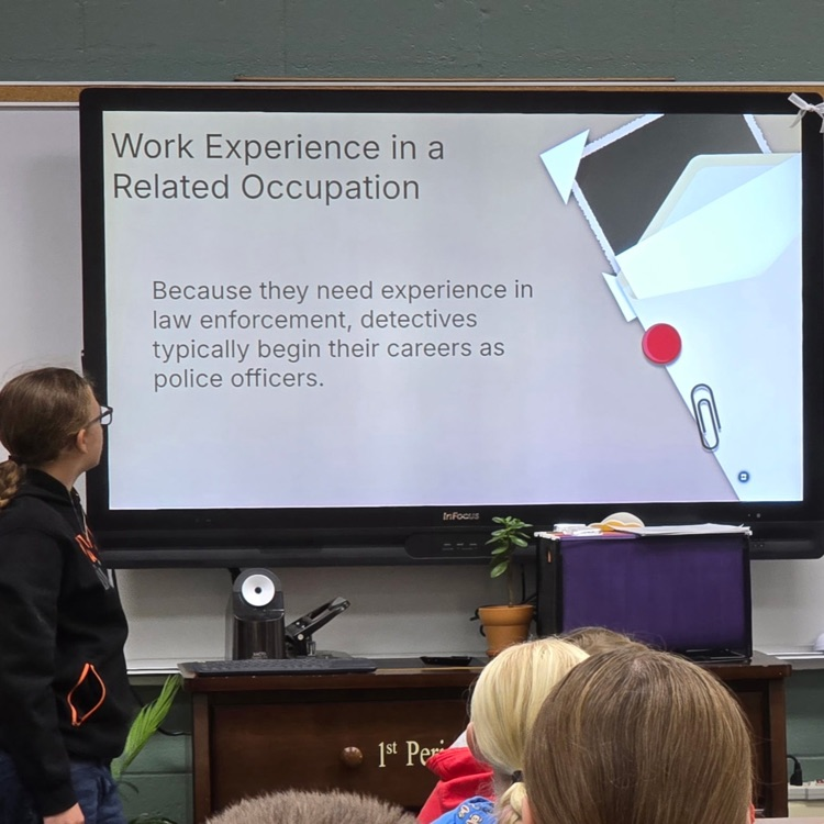 7th and 8th grade Career Exploration students share presentations on the careers they researched. 