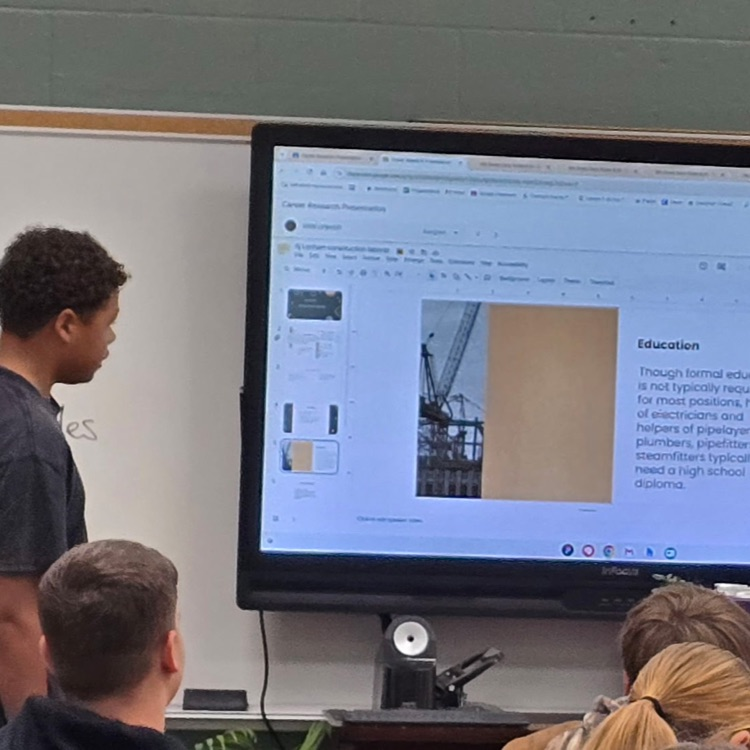 7th and 8th grade Career Exploration students share presentations on the careers they researched. 