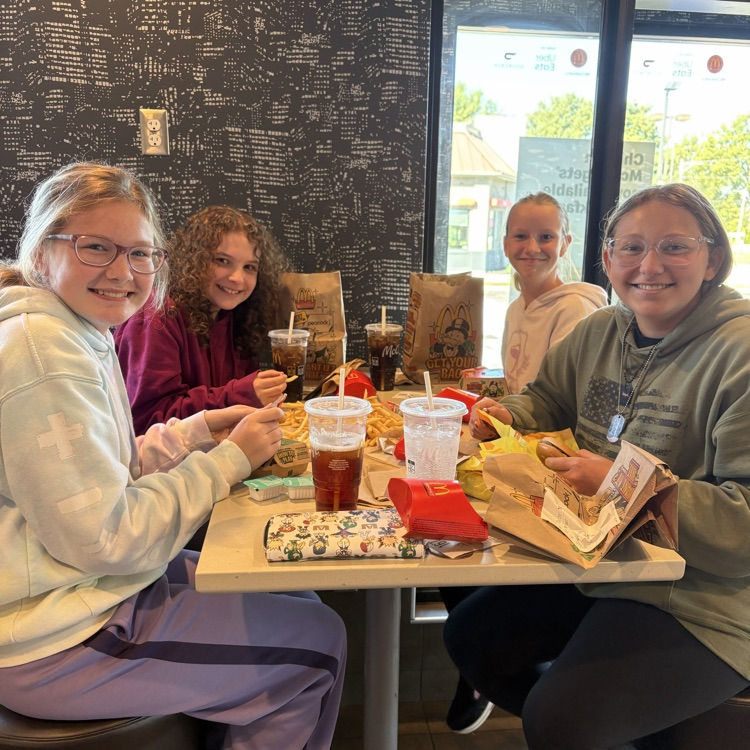 Sixth grade students from Mrs. Carnahans homeroom enjoying their first quarter reward at McDonalds.