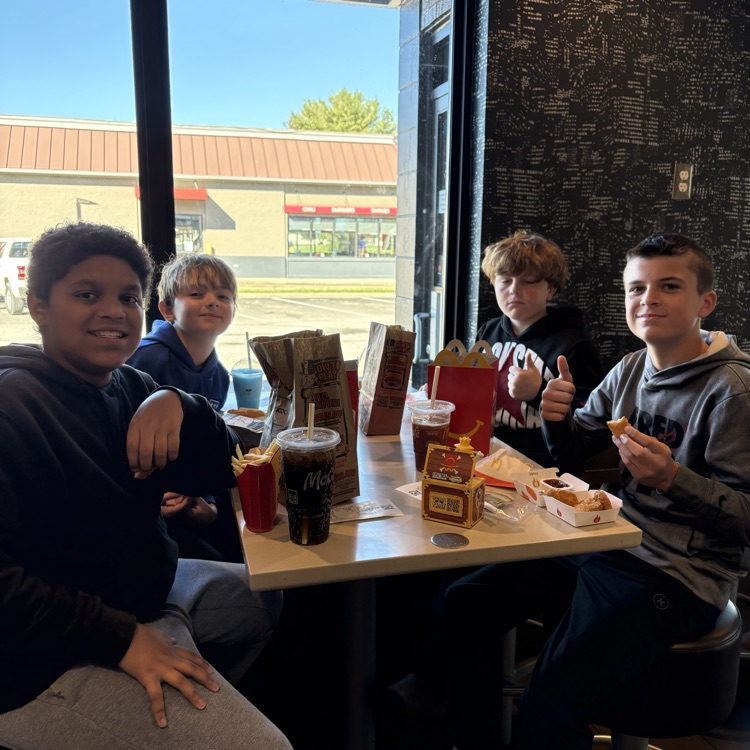 Sixth grade students from Mrs. Carnahans homeroom enjoying their first quarter reward at McDonalds.