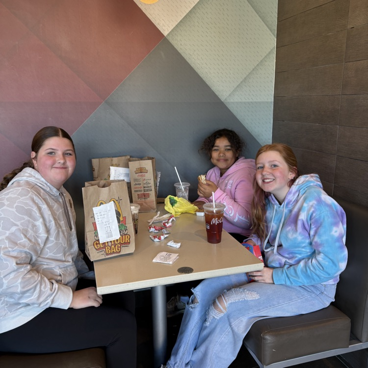 Sixth grade students from Mrs. Carnahans homeroom enjoying their first quarter reward at McDonalds.