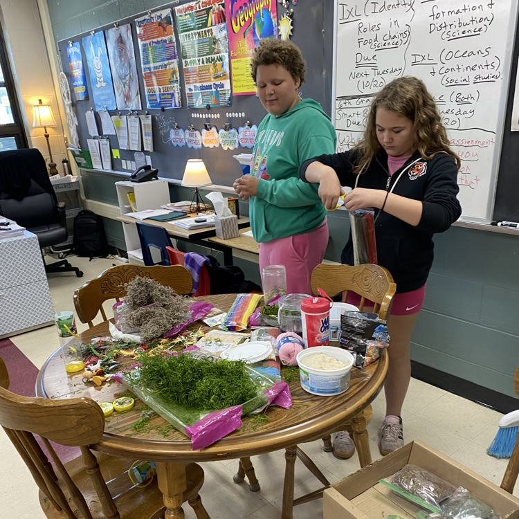 Student’s in Mrs. Patrick’s classroom created their own ecosystem model.