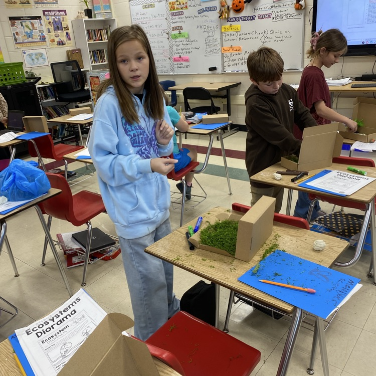 Student’s in Mrs. Patrick’s classroom created their own ecosystem model.