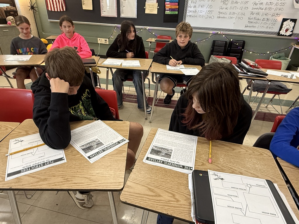 Mrs. Parlier’s 6th grade classes working together reading and plotting Greek myths.