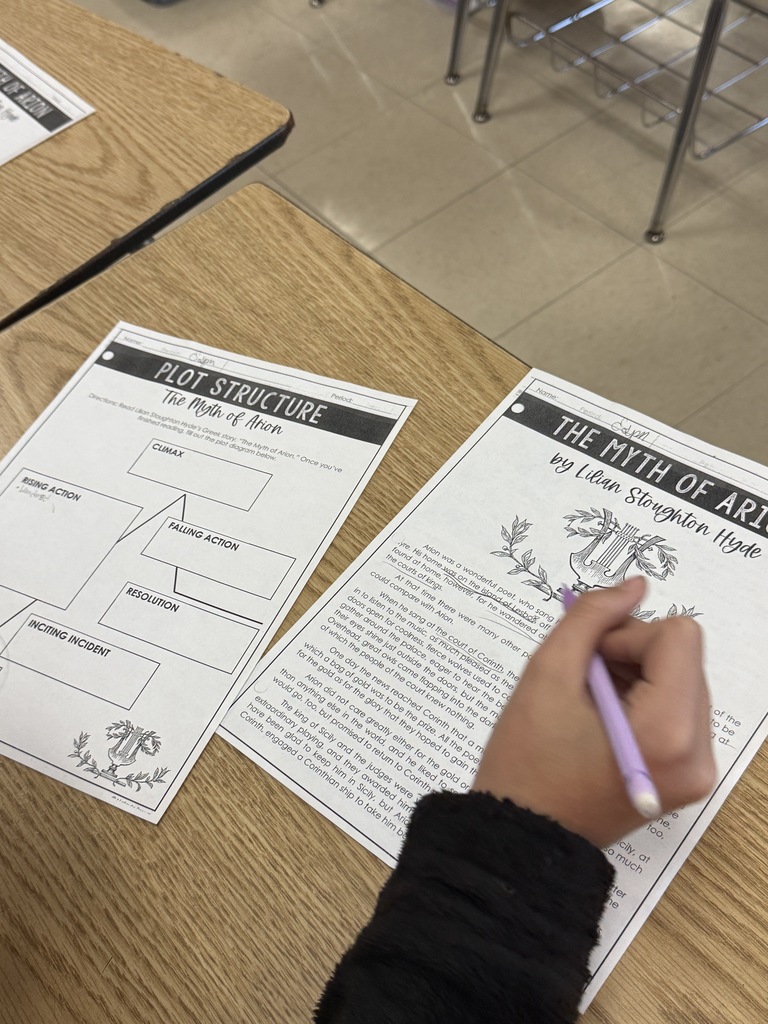 Mrs. Parlier’s 6th grade classes working together reading and plotting Greek myths.