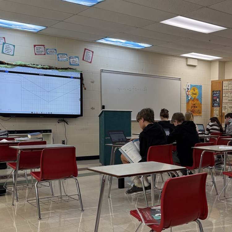 Jandes Algebra1 class using slope-intercept form on Desmos to create a spiderweb 