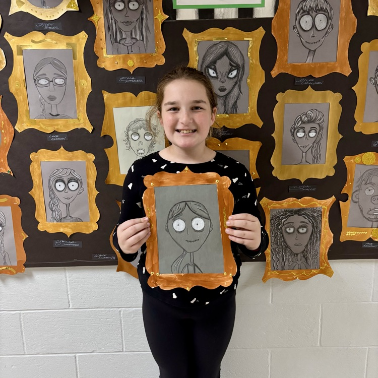 One of my favorite projects of the  year-6th Grade Self Portrait’s inspired by Tim Burton!