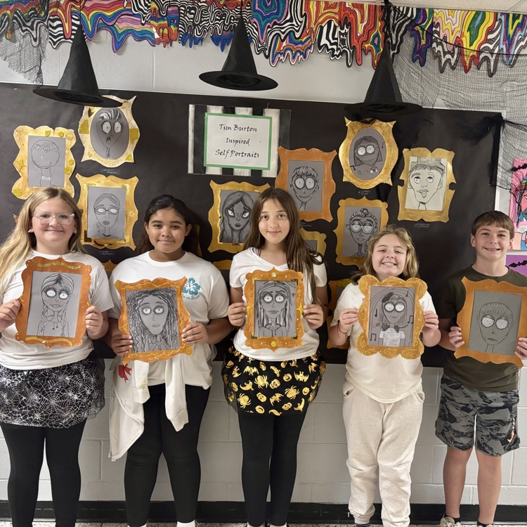 One of my favorite projects of the  year-6th Grade Self Portrait’s inspired by Tim Burton!