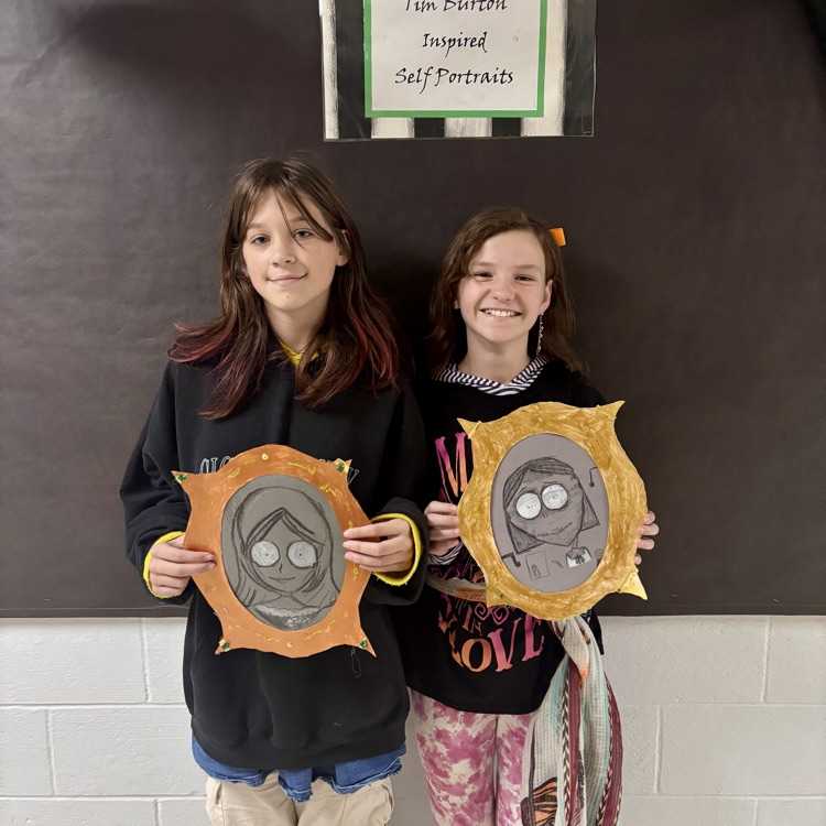 One of my favorite projects of the  year-6th Grade Self Portrait’s inspired by Tim Burton!