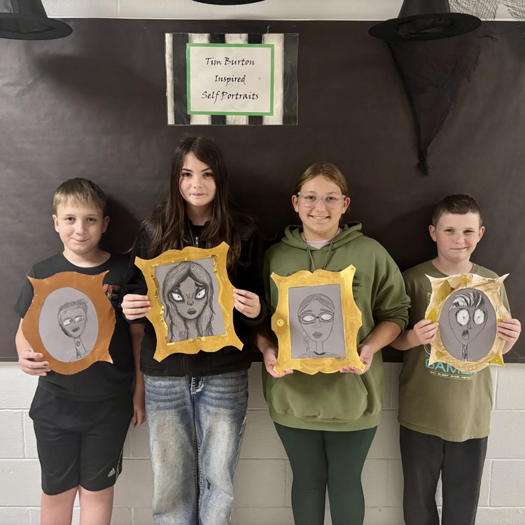 One of my favorite projects of the  year-6th Grade Self Portrait’s inspired by Tim Burton!