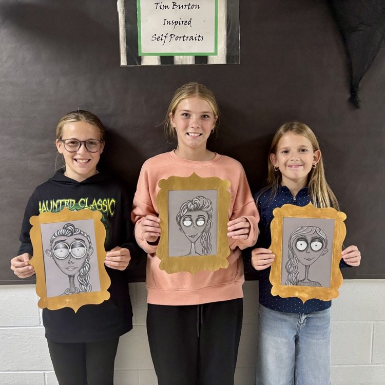 One of my favorite projects of the  year-6th Grade Self Portrait’s inspired by Tim Burton!