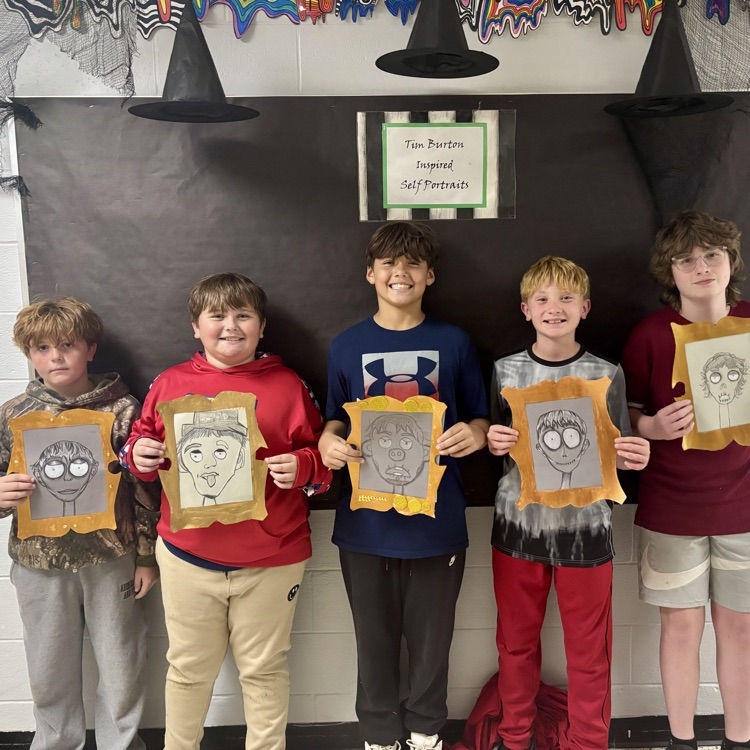One of my favorite projects of the  year-6th Grade Self Portrait’s inspired by Tim Burton!