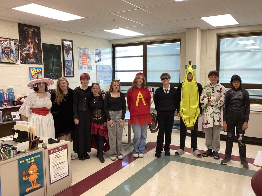 The 8th grade Halloween Hype! Our 8th graders are all dressed up for Halloween!