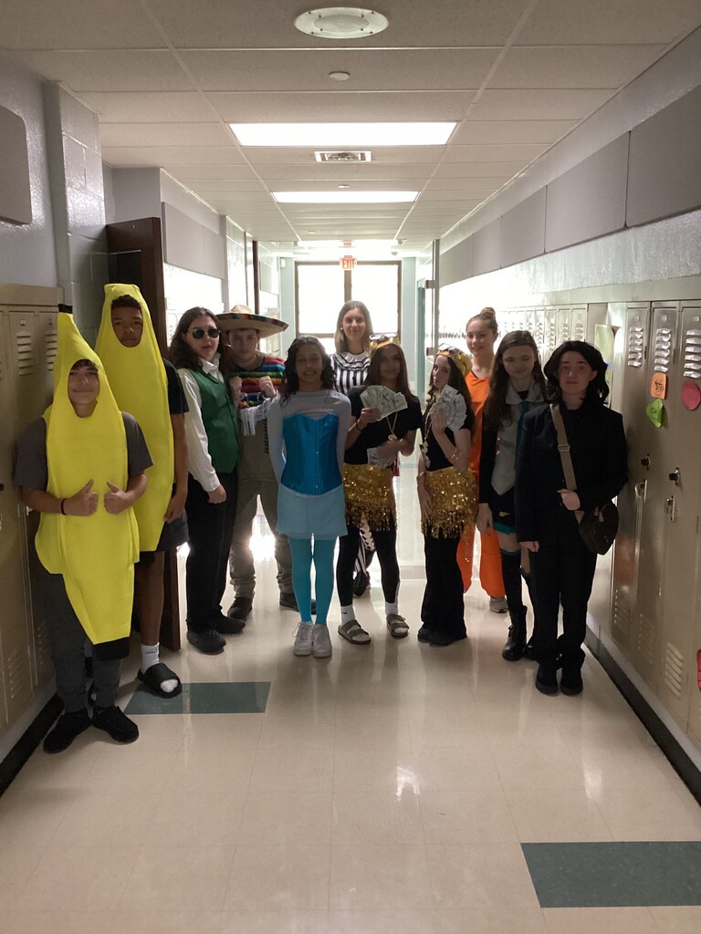 The 8th grade Halloween Hype! Our 8th graders are all dressed up for Halloween!