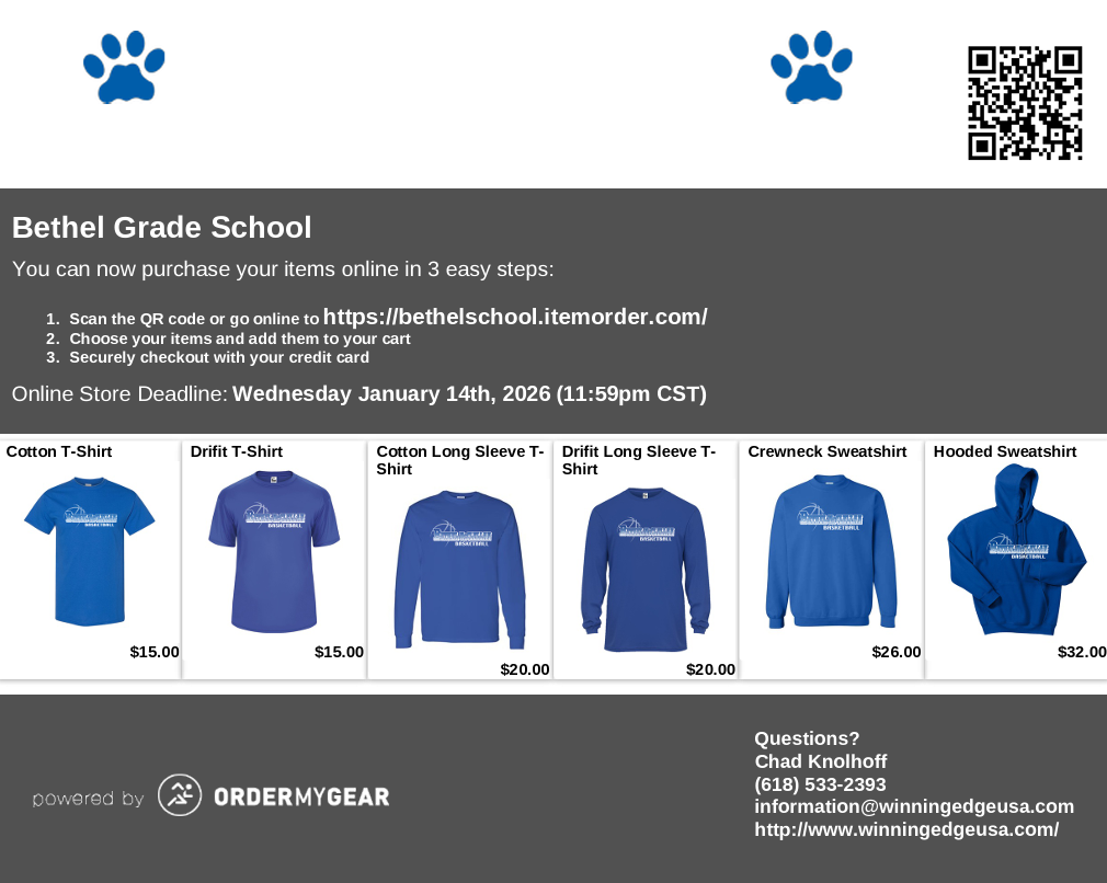 Spirit Wear Order Instructions