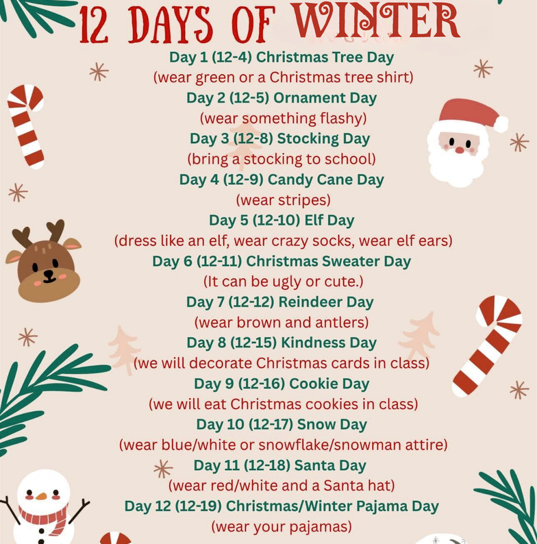 12 Days of Winter Chart