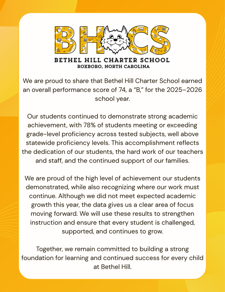 Bethel Hill Charter School Report Card Grade