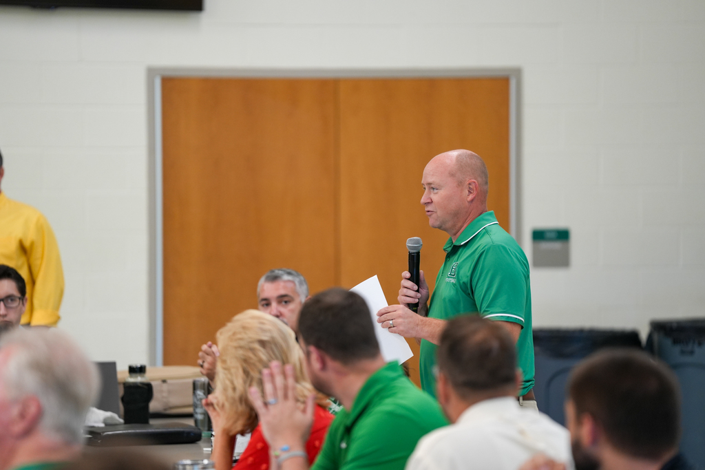 HS Principal Swope at Convocation