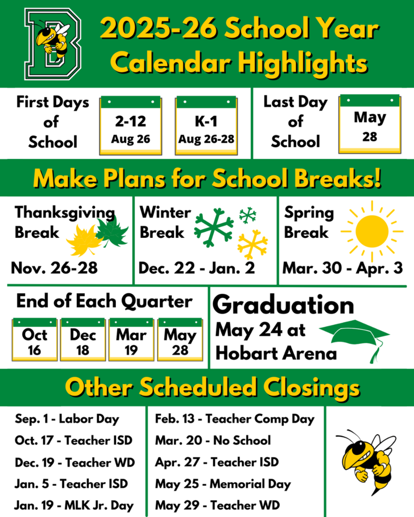 2025-2026 School Year Calendar Highlights