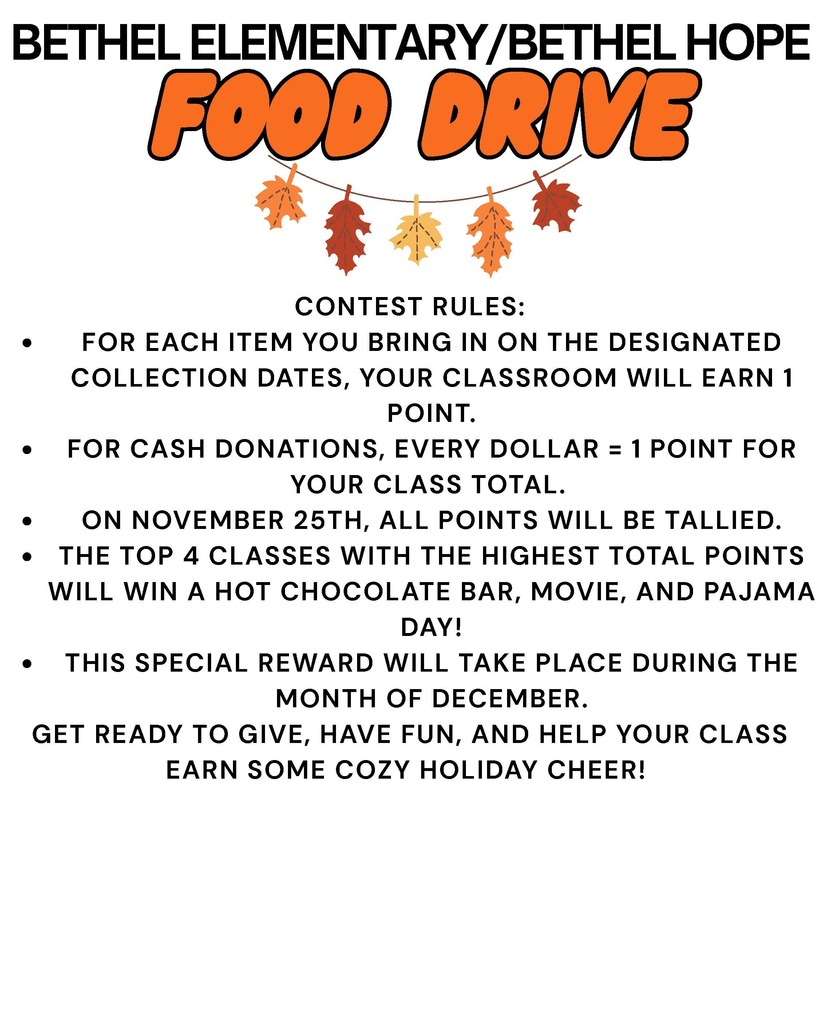 Elementary Bethel Hope Food Drive