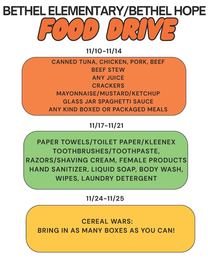 Elementary Bethel Hope Food Drive