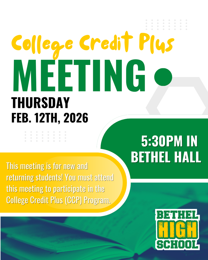 College Credit Plus Meeting on Thursday February 12th in Bethel Hall