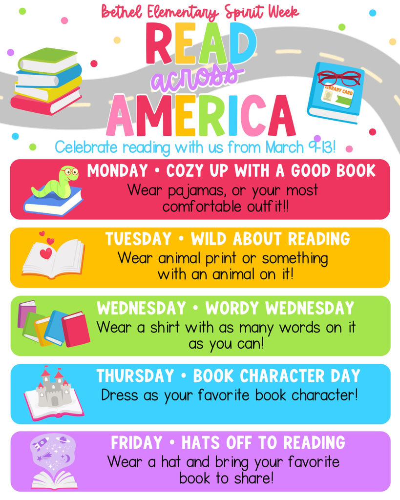 Bethel Elementary Read Across America Spirit Week