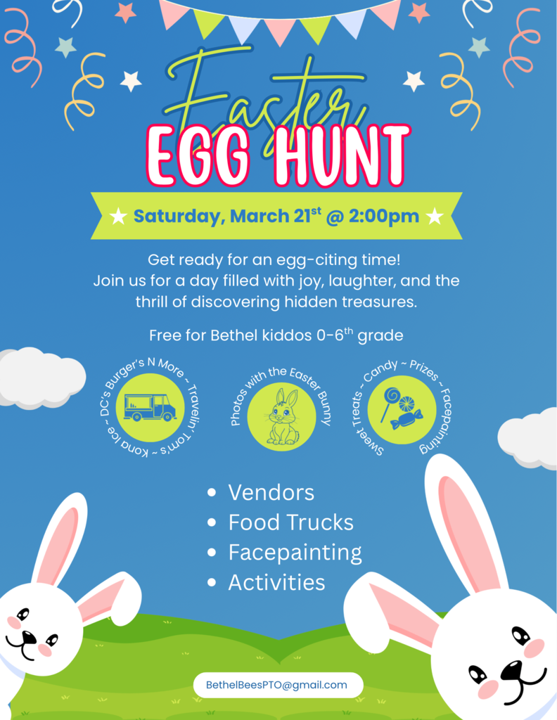 PTO Easter Egg Hunt on Saturday, March 21st, at 2pm