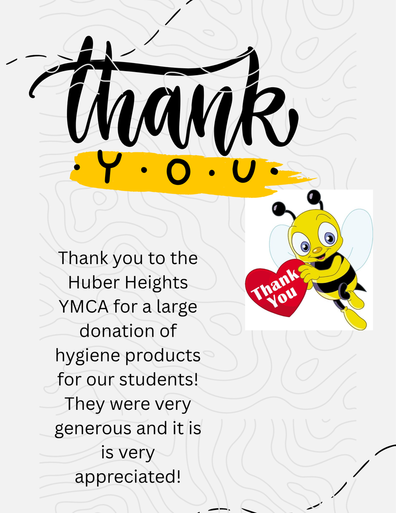 Thank you to the Huber Heights YMCA for a large donation of hygiene products!