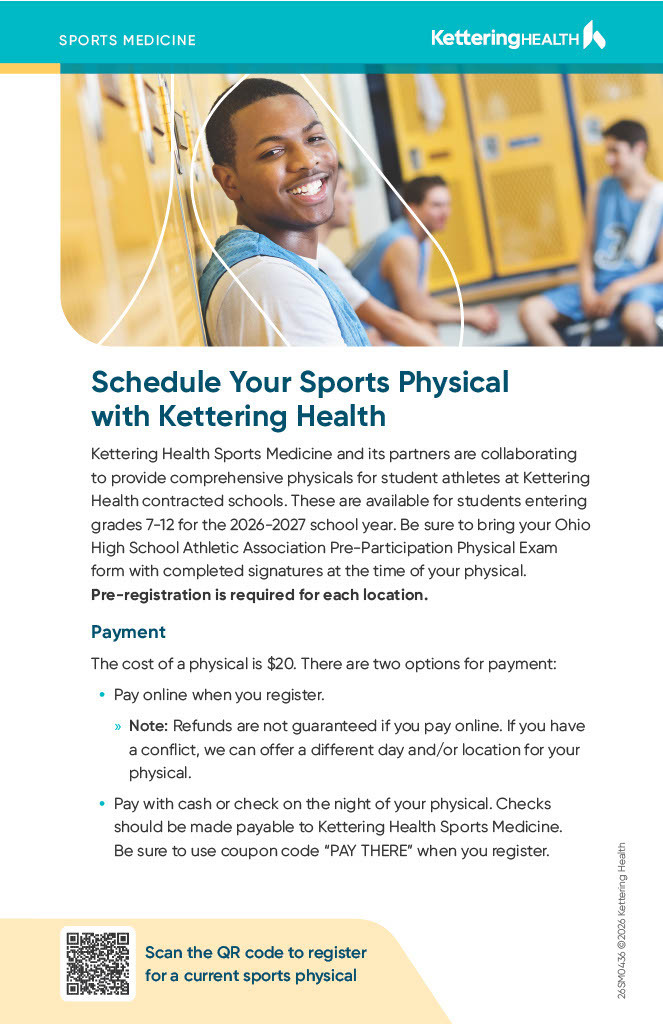 Kettering Sports Medicine Summer Physical Flyer